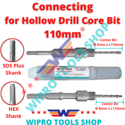 Penyambung Hole Saw Beton Connecting Hollow Drill SDS Plus HEX 110mm