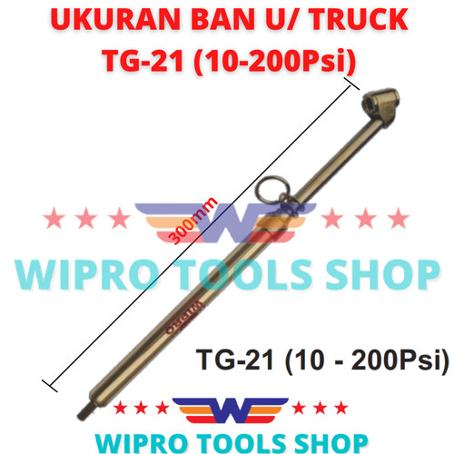 WIPRO Pengukur Tekanan Angin Ban Model Lurus 300mm 200Psi TG-21