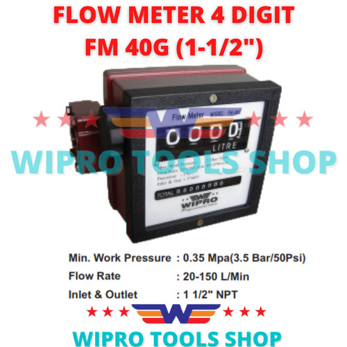 WIPRO Meteran Minyak Solar / Flow Meter 4 Digit 1-1/2" FM 40G