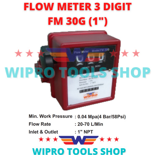 WIPRO Meteran Minyak Solar / Flow Meter 3 Digit 1" FM 30G