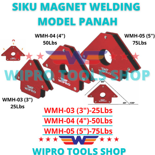 WIPRO Siku Magnet Las / Magnetic Welding Holder Model Panah 3" /4" /5"