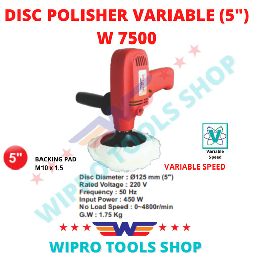 WIPRO Mesin Poles Mobil / Polisher Rotary / Disc Polisher 5" W 7500