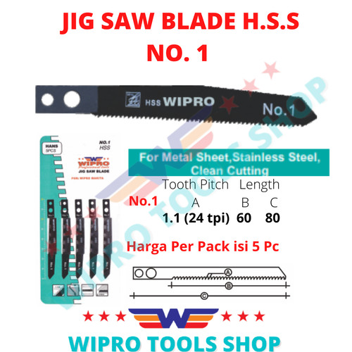 WIPRO Mata Gergaji Jigsaw / Jig Saw Blade (Model LUBANG)