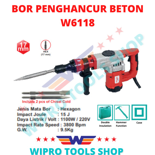 WIPRO Bor Penghancur Beton / Jack Hammer / Bobok Beton W 6118