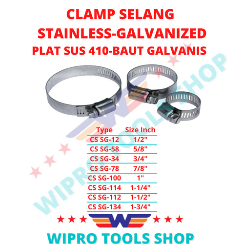 Clamp / Klem Selang Plat 1/2",5/8",3/4",7/8",1-1/4",1-1/2",1-3/4"