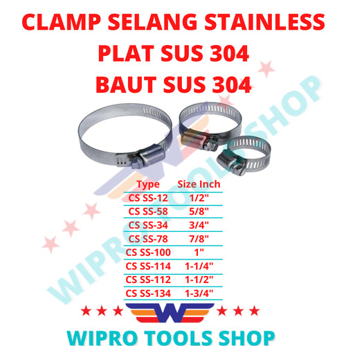 Clamp / Klem Selang Stainless 1/2",5/8",3/4",7/8",1-1/4",1-1/2",1-3/4"