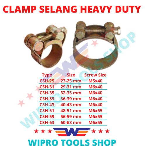 WIPRO Clamp Selang Heavy Duty / Superior / Mikalor CSH-25 s/d CSH-63