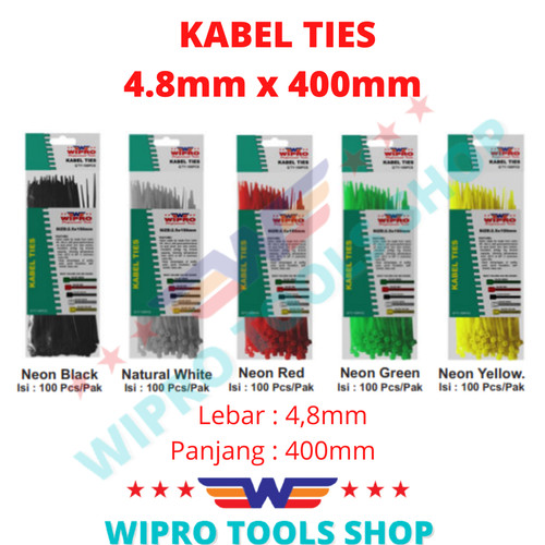 WIPRO Kabel Ties / Cable Ties 4.8mm x 400mm Warna