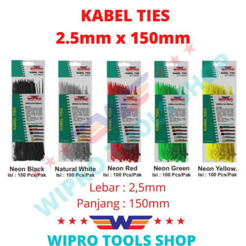 WIPRO Kabel Ties / Cable Ties 2.5mm x 150mm Warna