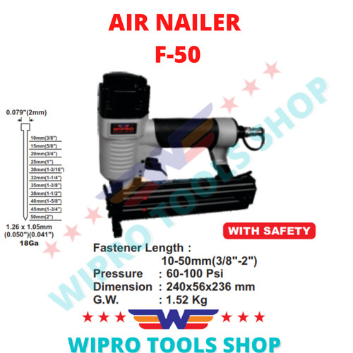 WIPRO Alat Mesin Paku Tembak Angin / Air Nailer F-50