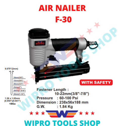 WIPRO Alat Mesin Paku Tembak Angin / Air Nailer F-30