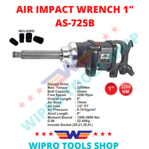 WIPRO Alat Buka Baut Ban Angin / Air Impact Wrench 1" AS-725B