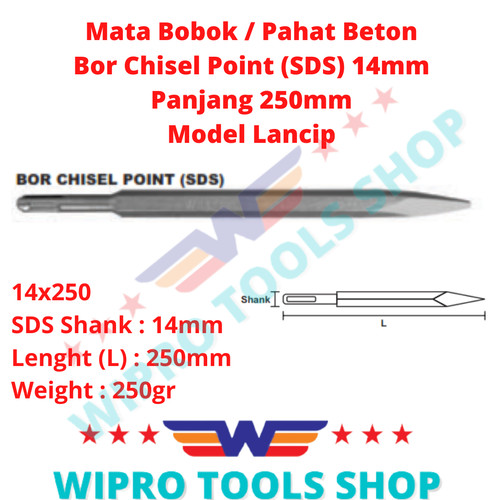 Mata Bobok / Pahat Beton / Bor Chisel Point (SDS) 14mm Model Lancip