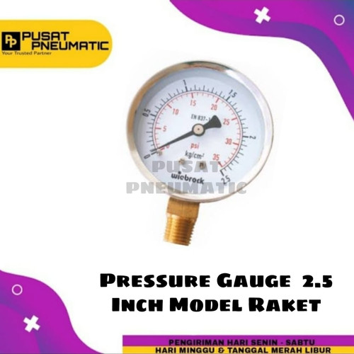 Manometer Pressure Gauge Dry 2.5 Inch Bottom Black Steel Model Raket