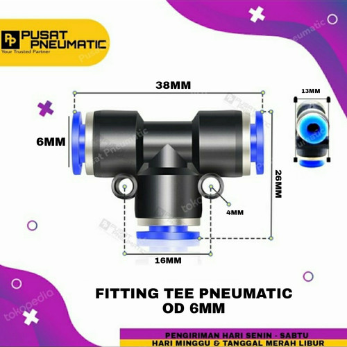 6mm fitting tee pneumatic slip lock tee 6mm