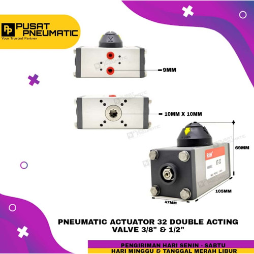 Pneumatic Actuator 032 DA Double acting DA032