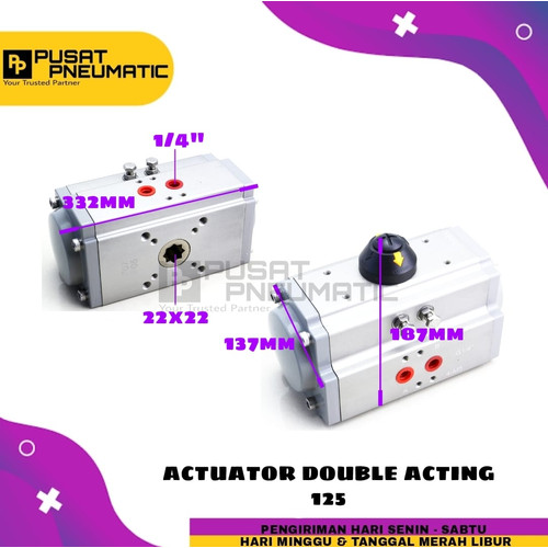 Pneumatic Actuator 125DA Double acting Ball valve 4"