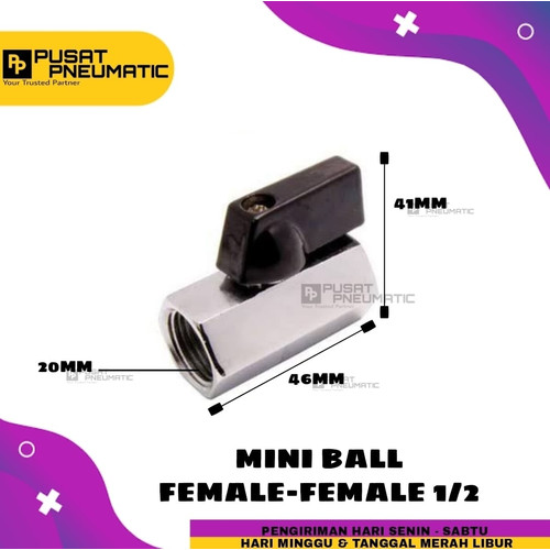 Mini Ball valve female 1/2" drat dalam