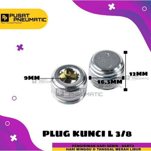 PLUG 3/8" Baut L ( 6mm) Baut L tanam Ukuran 3/8"(m16) Penutup Drat