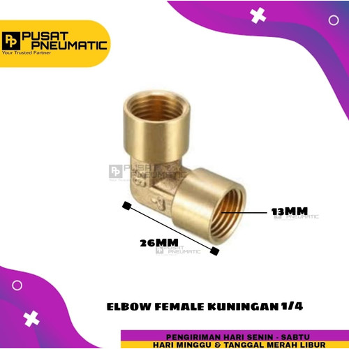 Elbow / Knee kuningan Drat Cewe(Female) 1/4"