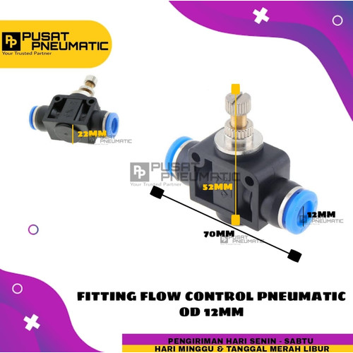 speed control 12mm / pneumatic flow control selang 12 mm x 12 mm