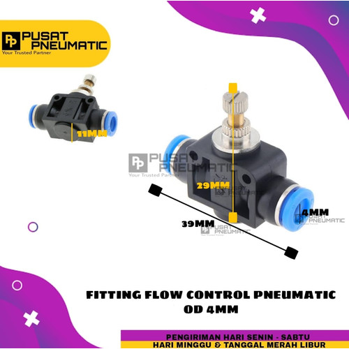 speed control 4mm / pneumatic flow control selang 4mm x 4mm