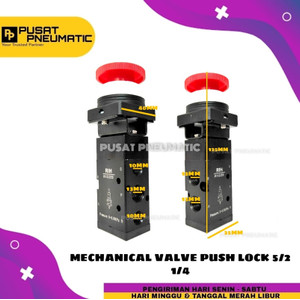 MECHANICAL VALVE PUSH BUTTON WITH LOCK 5 LOBANG 5/2 DRAT 1/4"