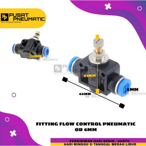 speed control 6mm / pneumatic flow control selang 6mm x 6mm