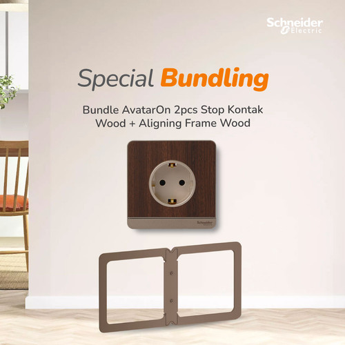 Bundle Schneider Electric Avataron Stop Kontak Wood + Frame