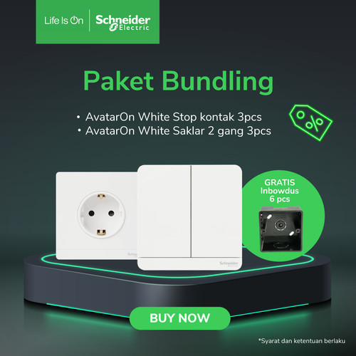 Bundle Schneider Electric Avataron Stop Kontak & Saklar White (+inbow)