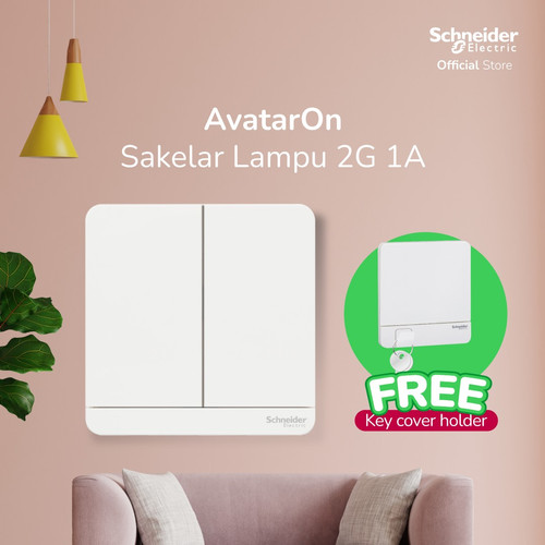 Bundle Saklar Lampu AvatarOn 2G 1A(White) 1pcs + Free Key Cover Holder