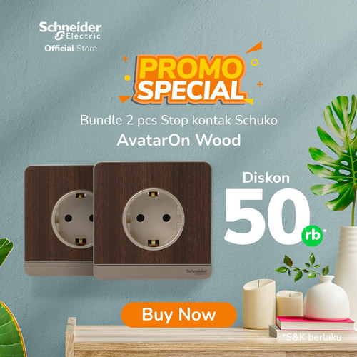 (Disc.50rb) Bundle AvatarOn Stop Kontak Schuko - Wood