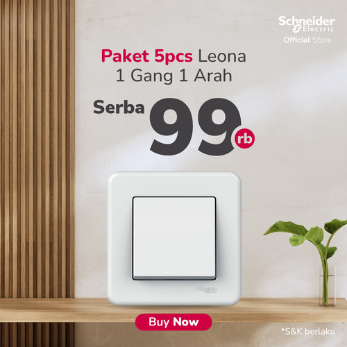 Bundle 5pcs - Schneider Leona saklar lampu 1 gang 1 arah - LNA0100321