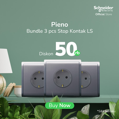 (Disc. 50rb) Bundle Schneider Electric PIENO Stop Kontak Schuko Silver