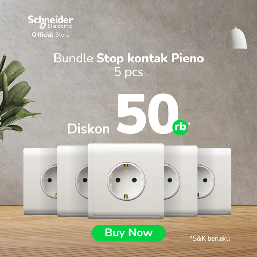 (Disc. 50rb) Bundle Schneider Electric PIENO Stop Kontak Schuko Putih