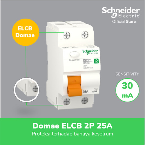 Schneider Electric Domae ELCB - 2P 30mA 25 A - DOMR01225