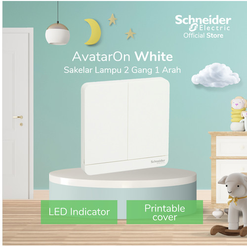 Schneider Electric AvatarOn Saklar Lampu Putih - 2 Gang 1 Arah