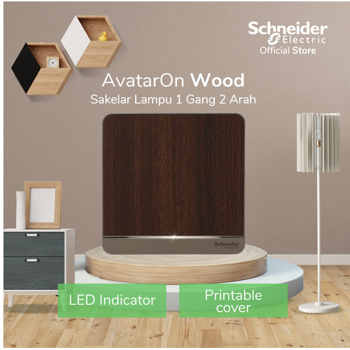 Schneider Electric AvatarOn Saklar Lampu Wood - 1 Gang 2 Arah