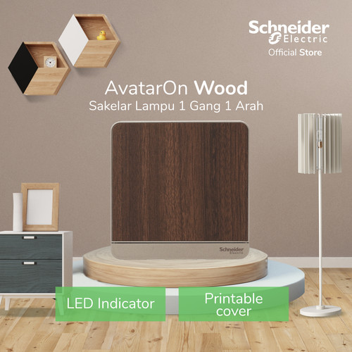 Schneider Electric AvatarOn Saklar Lampu Wood - 1 Gang 1 Arah