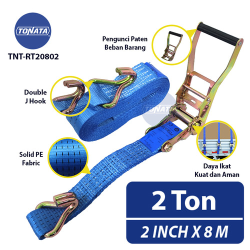 Ratchet Tie Down 2" X 8m / Cargo Belt 2 Ton / Tali Pengikat Barang