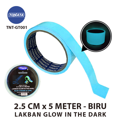 Lakban Glow In The Dark Biru 2.5 cm x 5 Meter / Fosfor Tape / Luminous