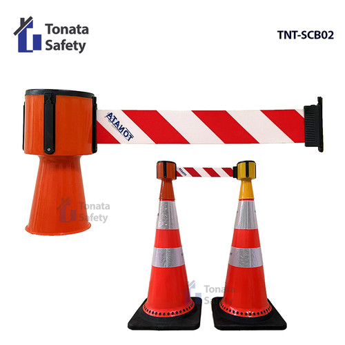 Safety Cone Belt 2 Meter / Pita Pembatas Kerucut Tonata / Merah Putih