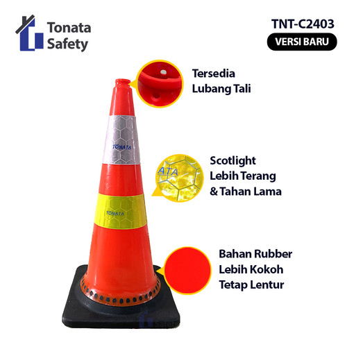 Safety Traffic Cone / Kerucut Lalu Lintas Tonata 2.4 Kg Bawah Kuning