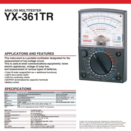 Sanwa YX-361TR Analog Multimeter Multitester Avometer Sanwa Murah