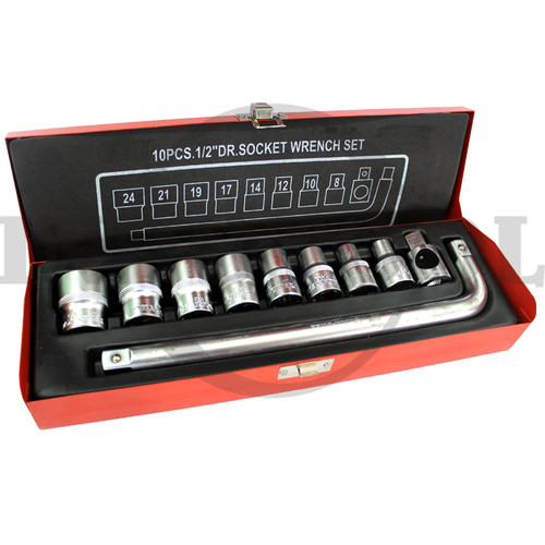 10 PCS, 1/2" DR. SOCKET WRENCH SET TK-029, 12PT 0 MAXPOWER