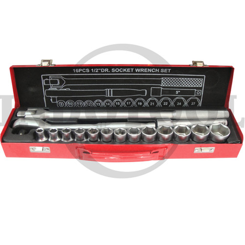 16 PCS, 1/2" DR. SOCKET WRENCH SET TK-073, 6PT 0 MAXPOWER