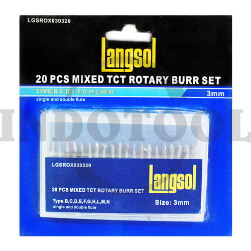 20 PCS MIXED TCT ROTARY BURR SET 3mm (B,C,D,E,F,G,H,L,M,N) LANGSOL