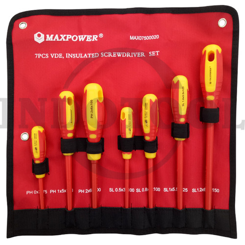 7 PCS OBENG UNTUK KELISTRIKAN / VDE INSULATED SCREWDRIVER SET MAXPOWER