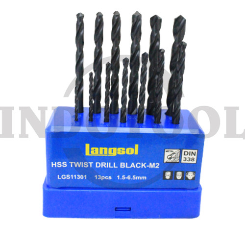 MATA BOR BESI SET 13 PCS 1.5-6.5MM / MHSS TWIST DRILL SET LANGSOL