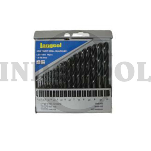 MATA BOR BESI SET 19 PCS BLACK M2 1-10MM / HSS TWIST DRILL SET LANGSOL